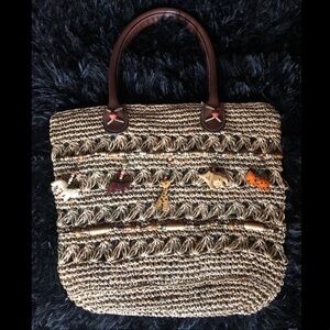 St. John’s bay Wooden animal fringe straw bag.